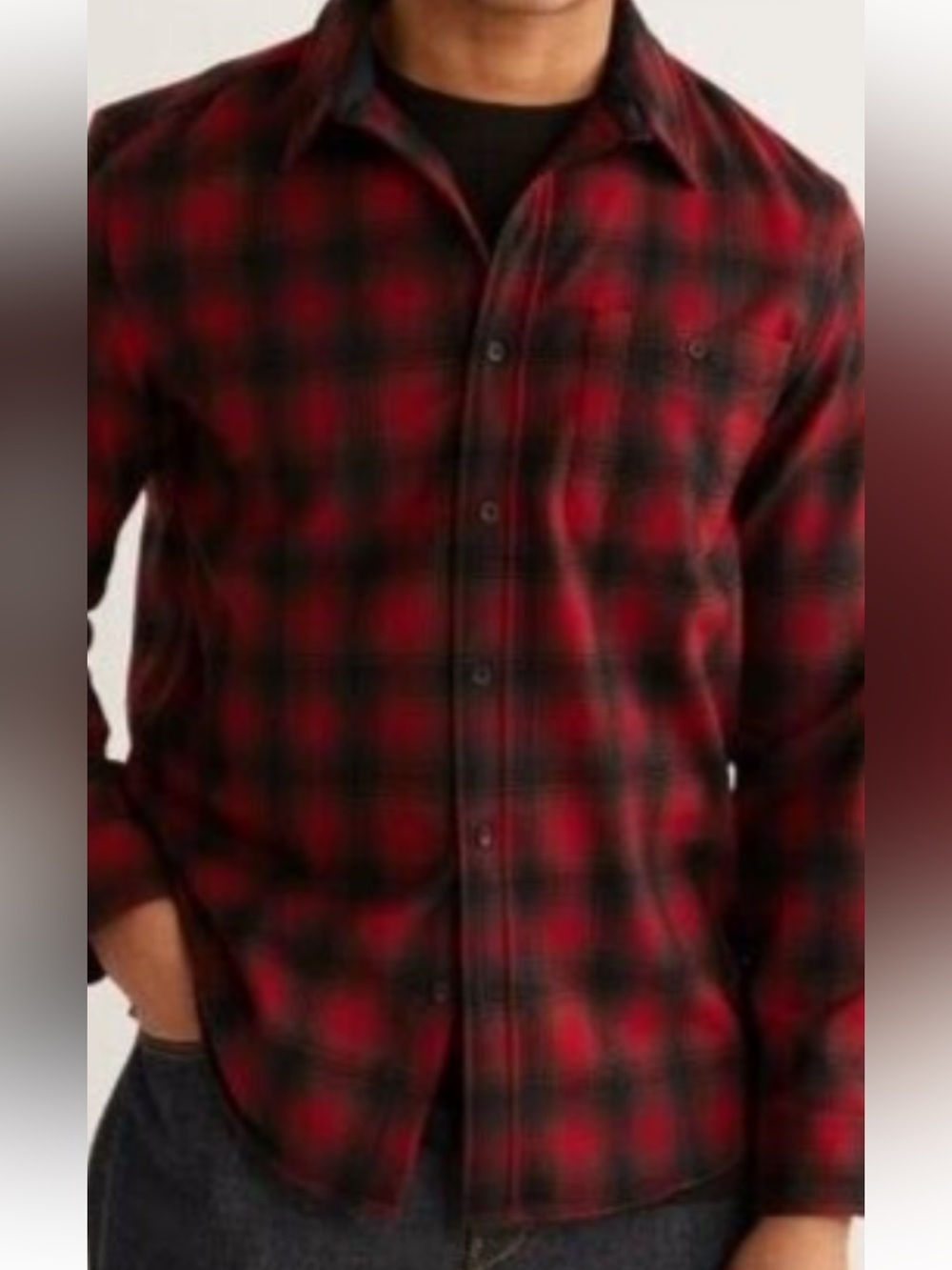 NWT Pendleton Red and Black Plaid Button-Down Shirt Sz M-100% Virgin Wool